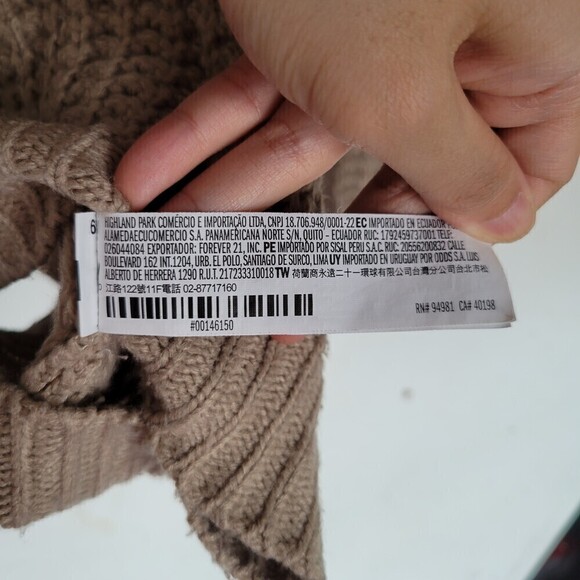 Forever 21 Tan Waffle Chunky Knit Long Sleeve Oversized Pullover Sweater Medium - Picture 8 of 10